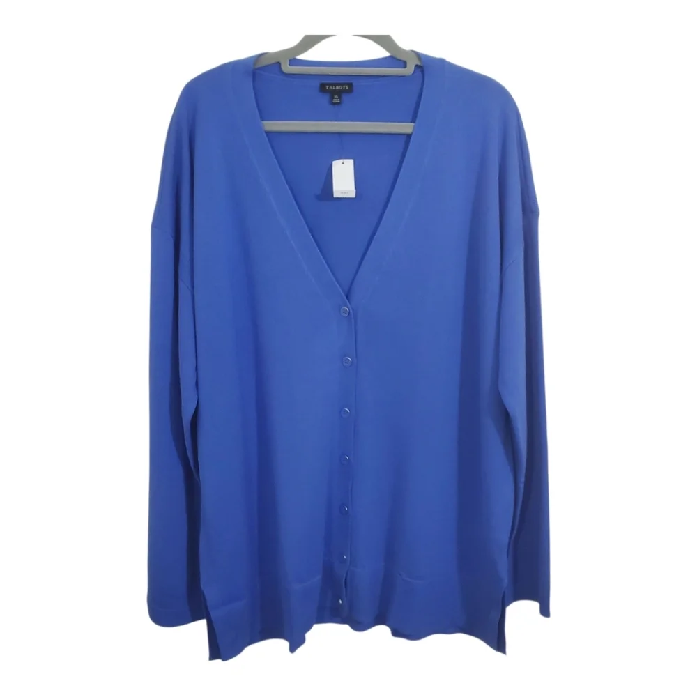 NWT Talbots Cardigan Lightweight Sweater Blue Size XL Business Casual Layers